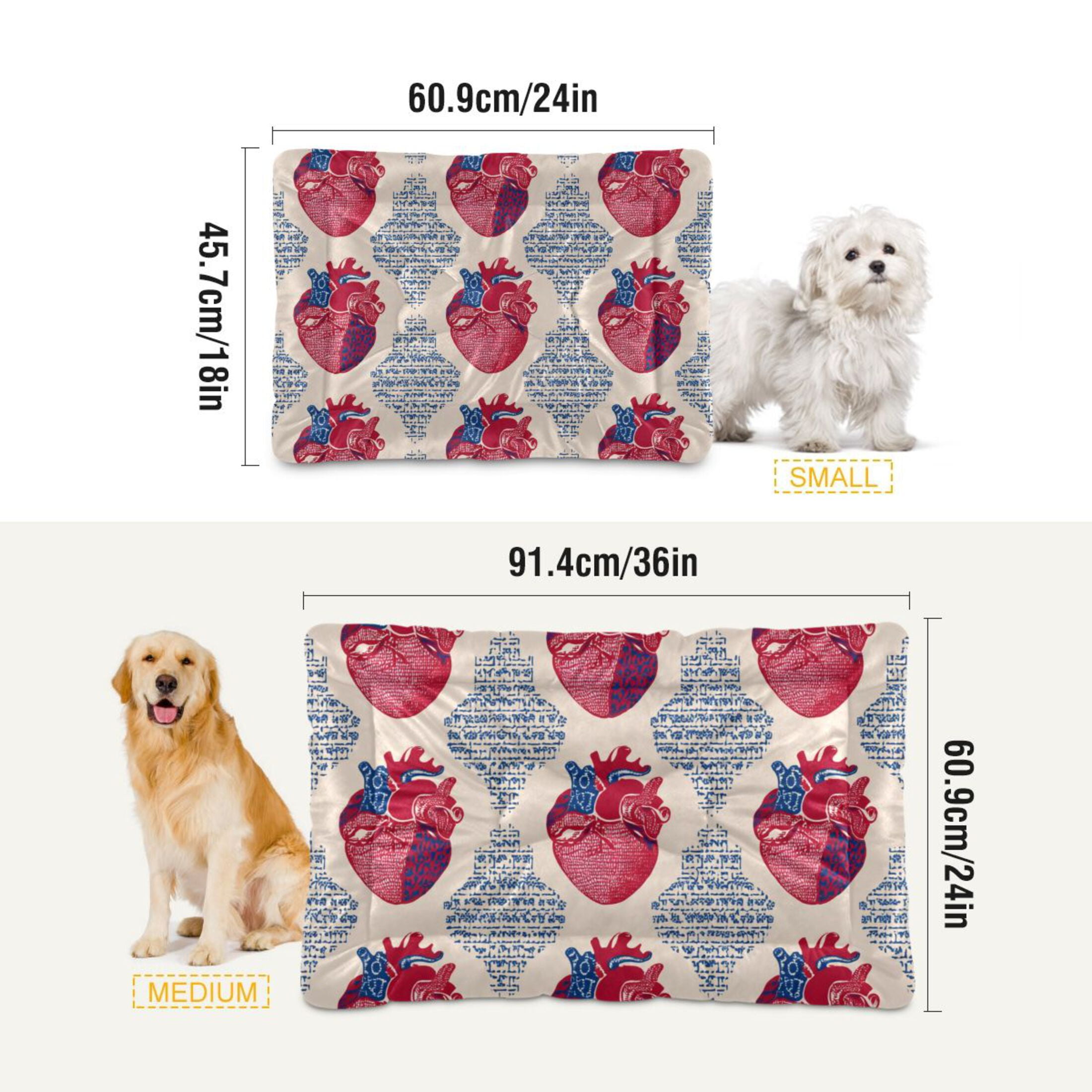 Cozy Mat Pet Bed Indoor Outdoor Warm Soft For Cat Dog Puppy(S/M) Hearts