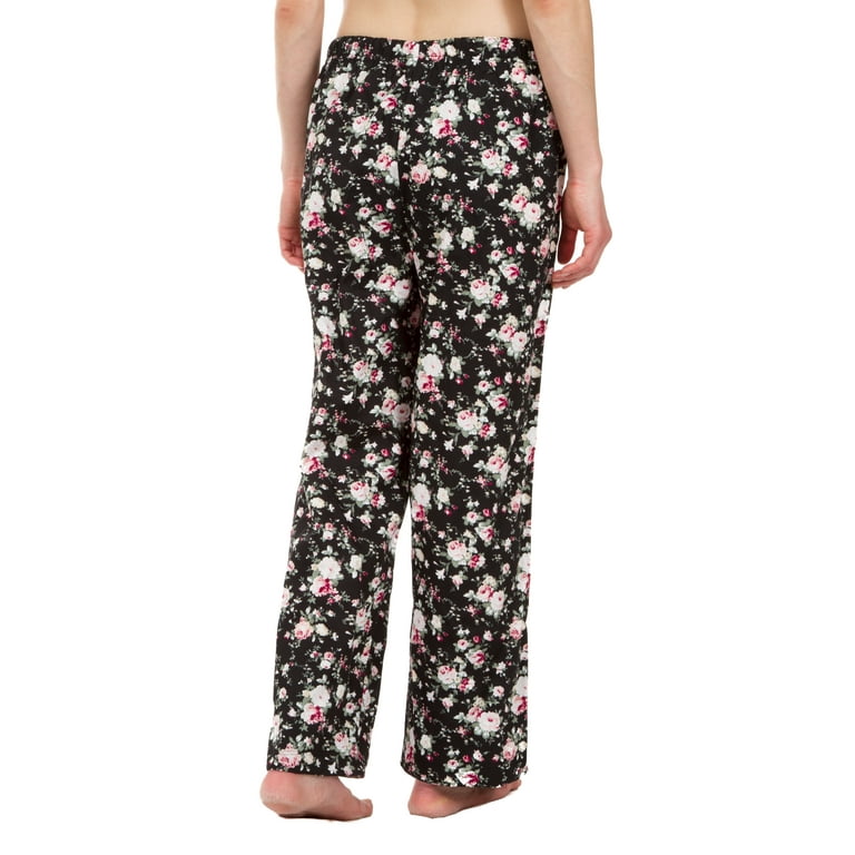 Leisureland Floral Cotton Poplin Pajama Lounge Pants Black Walmart