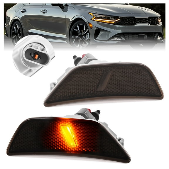 KOJEM Rear Side Marker Light Compatible with 2021-2022 Kia K5 Optima Bumper Marker Lamp Driver & Passenger Side Smoke Lens
