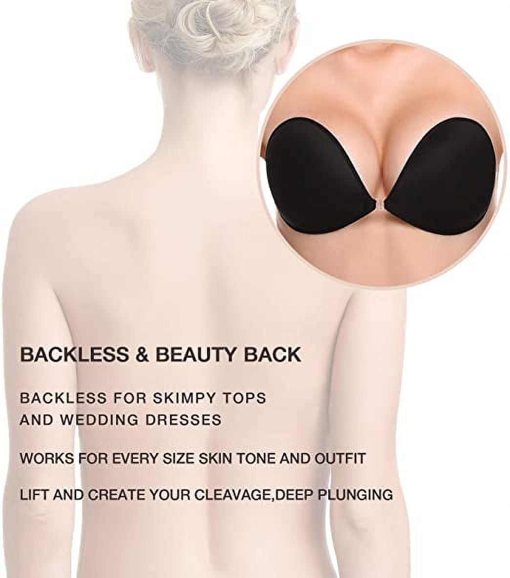 Cleavage Master Push-Up Invisible Bra for Women Sticky Wings Bra - Backless  and Strapless Push Up Bra (Cup A-D) - Skin-Friendly Adhesive and Stick on  Bra for Bar, Wedding, Party and Backless