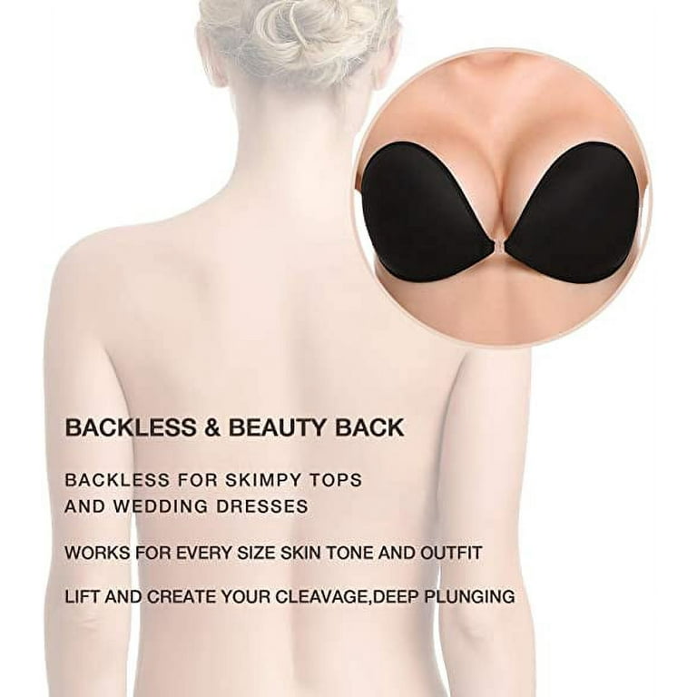 Dicasser Sticky Bra 3 Pairs Strapless Backless Bra Adhesive Invisible Lift  up Bra Push up Bra for Backless Dress