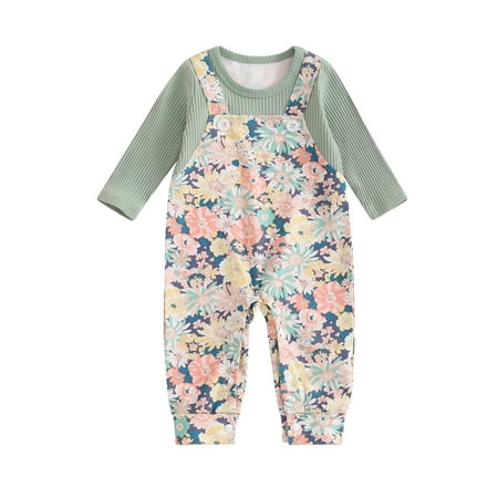 

Mioliknya Baby Girls Romper Floral Print Patchwork Long Sleeve Jumpsuits