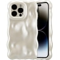 thumbnail image 2 of Case for iPhone 15 Pro 6.1 inch, Cute Solid Color Curly Wave Shape Shockproof Soft Bumper Phone Case, Candy Water Ripple 3D Silicon Slim Pretty Case Non-Yellowing Cover, Pearl White, 2 of 13