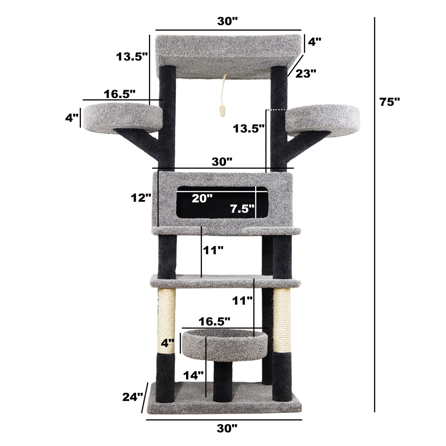 New Cat Condos Cat Tree Large - The Citadel Cat Castle for Big Cats - Multi-Level Condo