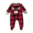 thumbnail image 1 of Douhoow Unisex Baby Christmas Romper Plaid Long Sleeve Zipper Cartoon Deer Footed Jumpsuit, 1 of 8