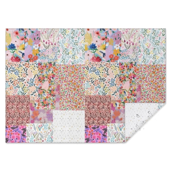 Pioneer Flower Floral Print Pattern Rectangle Tablecloth 60"x84",Waterproof Polyester Rectangle Table Cloth, Wipeable Spillproof Polyester Tablecloth for Dining, Camping, Indoor and Outdoor