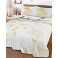 thumbnail image 3 of Quilts Twin Size Bedding Set, Yellow Floral Art Lightweight Quilted Comforter, Watercolor Botanical Spring Flowers Soft Reversible Bedspread Coverlet with Pillow Covers for All Season, 68" x 86", 3 of 7