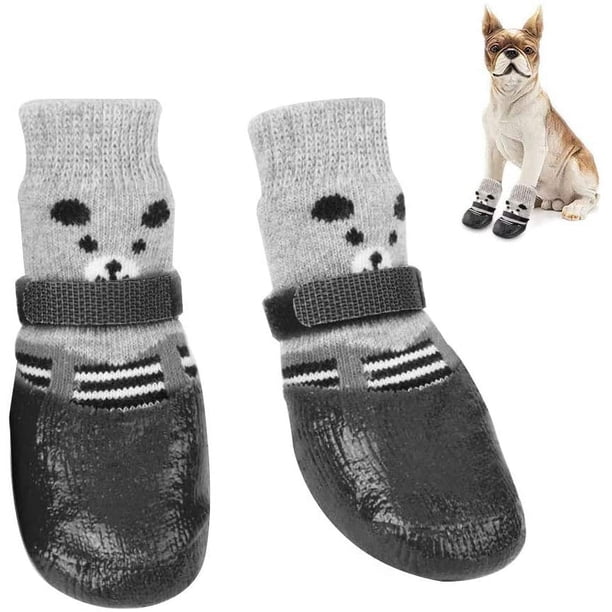 1 par de protectores de patas, zapatos impermeables para perros, botas protectoras para perros, calcetines ajustables antideslizantes para perros de algodón negro, adecuados para perros pequeños y medianos (L) BRI Rojo Verde
