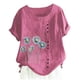 thumbnail image 2 of Fiudx Liquidación de Ofertas Flash Camiseta de Verano con Cuello Redondo y Manga Corta para Mujer, Informal, con Botones Impresos, 2 of 3