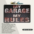 thumbnail image 2 of My Garage My Rules Funny Metal Sign for Man Cave, Garage Wall Art Mechanic Gift, 2 of 8