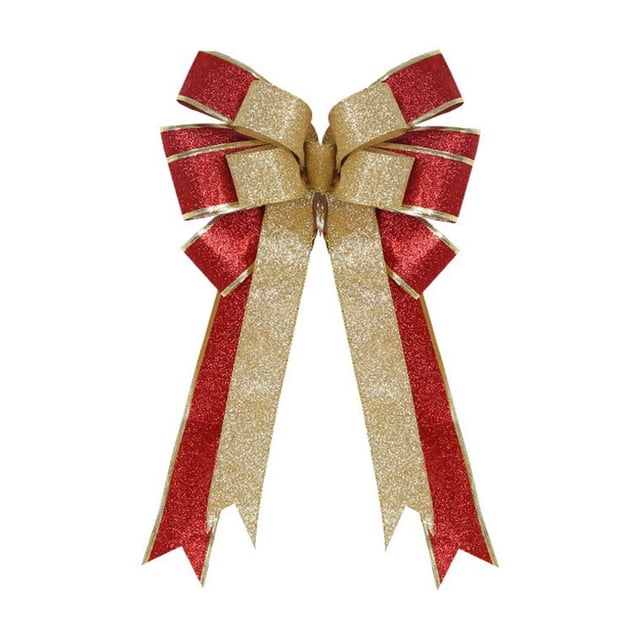 LCXmlly Tear Resistant Christmas Bowknot Glitter Powder Christmas Bowknot Large Size Reusable Holiday Decoration Xmas Tree Gift Box Packing Ribbon Bowknot Pendant Party