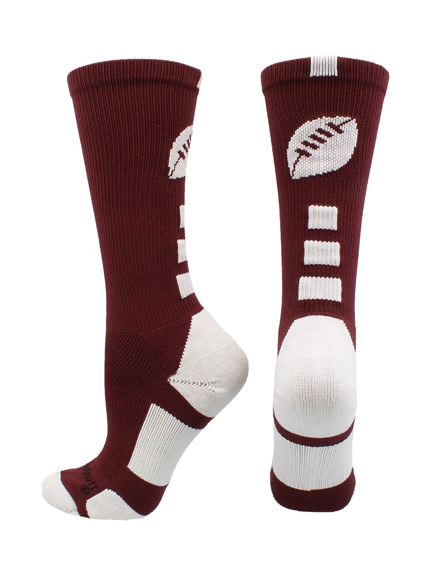 Football Logo Crew Socks (Maroon/White, Medium) Maroon/White,Medium