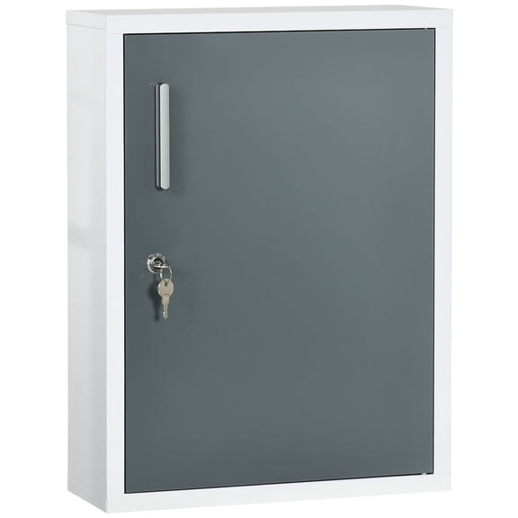 Resenkos Medicine Cabinet,Bathroom Medicine Cabinet with Shelves & Door, Locking Medical Cabinet, First Aid Bathroom Wall Cabinet,Grey