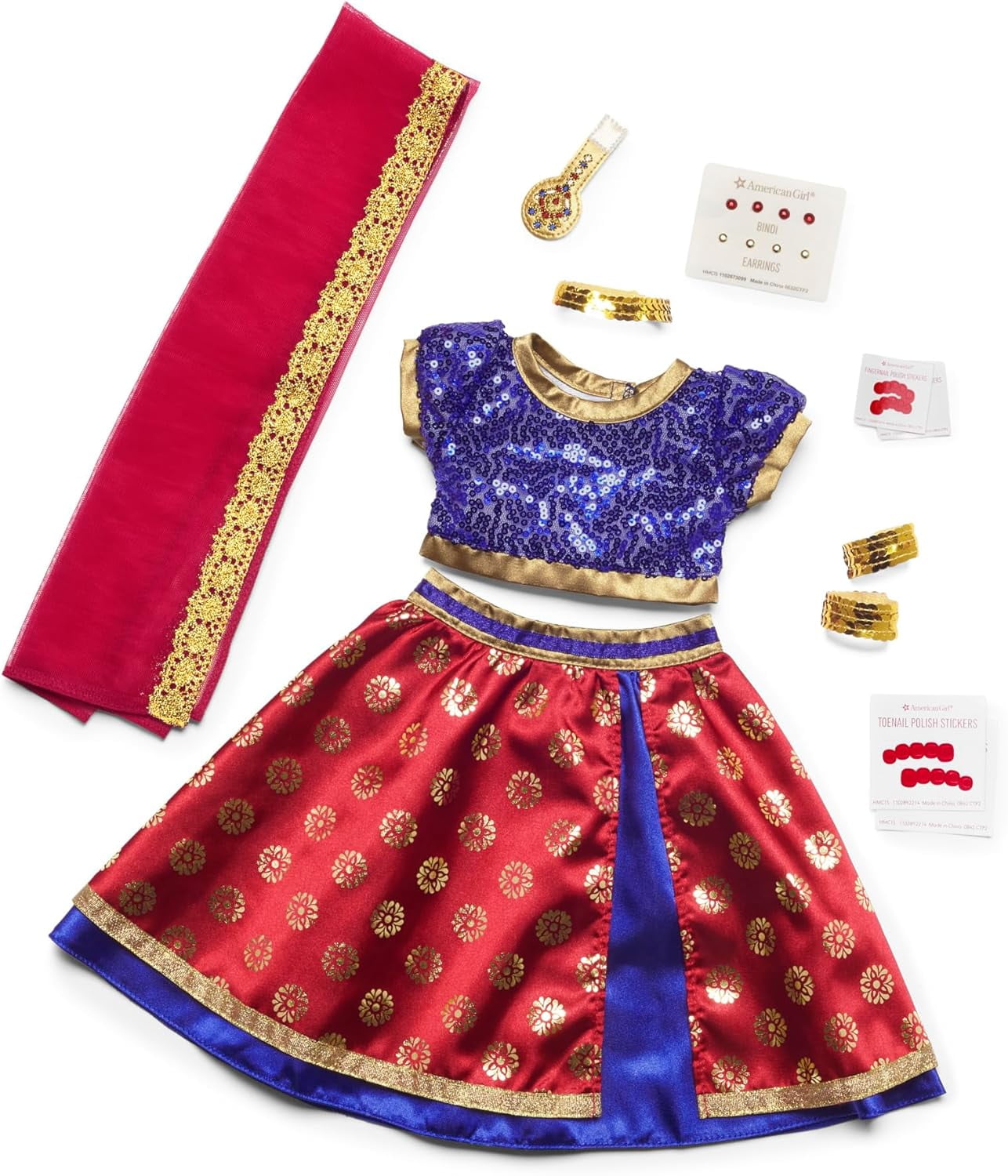 American Girl Girl of The Year Kavi Sharma 18-inch Doll Bollywood Dance Costume Featuring 10+ Pieces for Ages 8+ (Dolls Sold Separately)