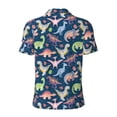 thumbnail image 3 of Vsdgher Dinosaur Print Men's Short Sleeve Stretch Polo Shirt, Moisture-Wicking Performance Polo Shirt, 3 of 8