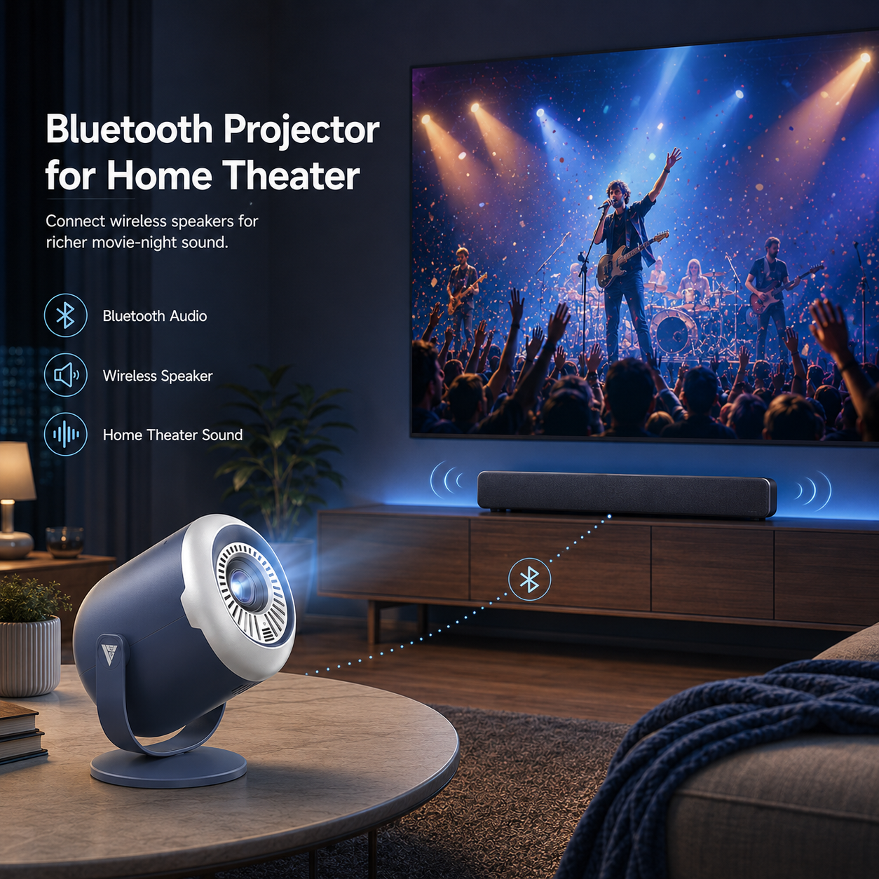 Vamvo Mini Projector WiFi Bluetooth 240° Rotating photo 2