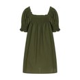 thumbnail image 6 of Fartey Babydoll Dress for Women 2025 Cute Puff Short Sleeve Dress Loose Casual Solid Color Square Neck Dress Summer Mini Dresses Army Green XXL, 6 of 8