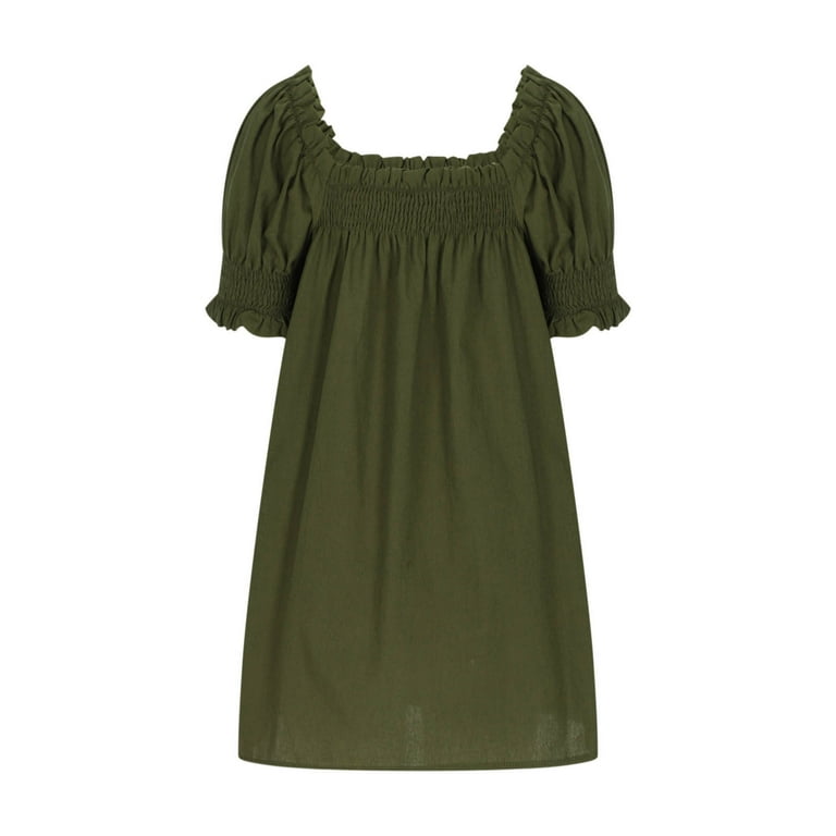 Fartey Babydoll Dress for Women 2025 Cute Puff Short Sleeve Dress Loose Casual Solid Color Square Neck Dress Summer Mini Dresses Army Green M - Walmart.com Fartey Babydoll Dress for Women 2025 Cute Puff Short Sleeve Dress Loose Casual Solid Color Square Neck Dress Summer Mini Dresses Army Green M - Walmart.com