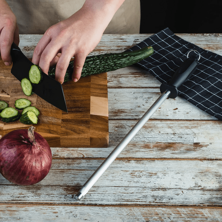 Cutluxe Honing Rod, Sharpening Steel for Kitchen Knives – 10 Honing Steel  – Full Tang Ergonomic Handle Design – Artisan Series