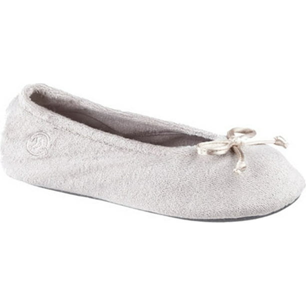 isotoner signature terry ballet flat slippers with satin bow