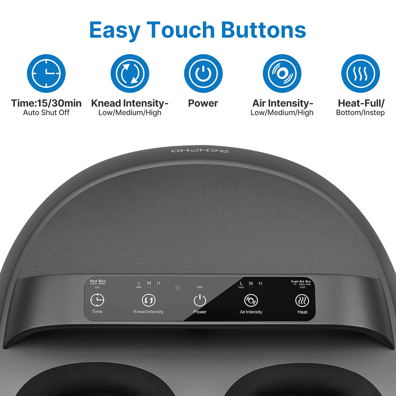 RENPHO Upgraded Foot Massager Machine with Heat and Remote, Handle Shiatsu Deep Kneading Multi Level Full Cover Massager Relief for Tired Muscles and Plantar Fasciitis, Fits Feet up to Size 12