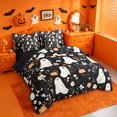 thumbnail image 2 of Homewish Halloween Floral Ghost 7-Piece Twin Bedding,Wild Autumn Flower Pattern Bedding Comforter Set,Black Cream Orange,Black Reversible, 2 of 8