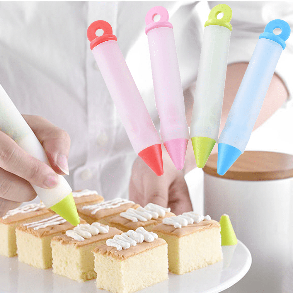 Details about   Silicone Icing Cream Pipe DIY Writing Food Pen 4 Nozzle Set Cake Decor~ RB 