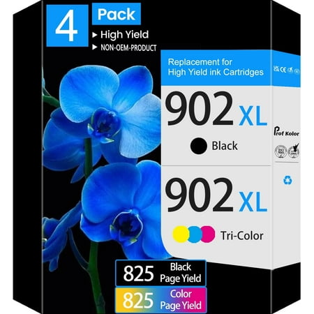 902 Ink Cartridges for HP OfficeJet 6950 Series,OfficeJet Pro 6960, 6970 Series Printer Ink (4-Pack)