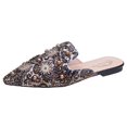 thumbnail image 1 of Escarpins Mode Été et Automne pour Femmes Talon Bas Plat Bout Pointu Perle Strass Imprimé Coloré Demi-Mules Mules Chaussures Talons Hauts pour Femmes Filles, 1 of 4