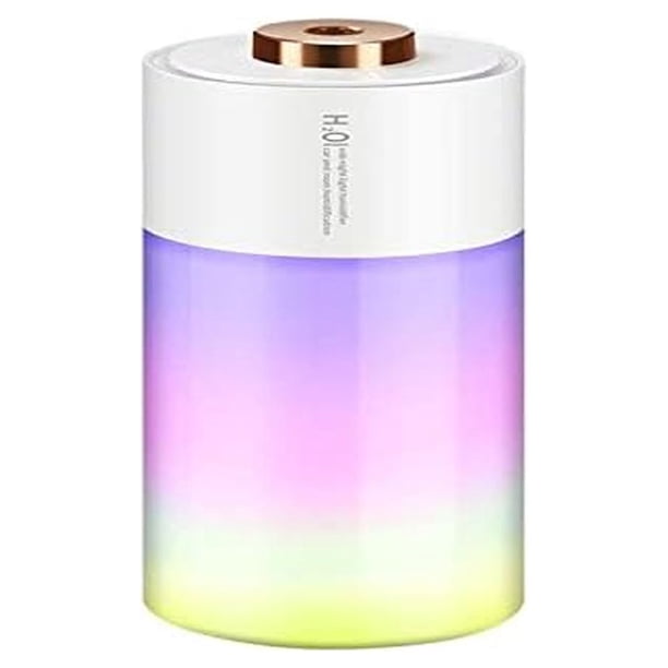 1 humidificador de aire blanco, mini humidificador con luz nocturna colorida, apagado automático, 2 modos de pulverización, humidificador de aire USB ultra silencioso para dormitorio, oficina, coche, hogar JM