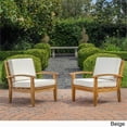 thumbnail image 6 of Noble House Peyton Outdoor Wooden Club Chairs w/ Beige Cushions (Set of 2), 6 of 12