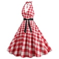 thumbnail image 1 of Puntoco Vestidos Mujer Verano Moda Mujer Corte Contraste Cuello Alto Cuadros Vestido Grande, 1 of 4