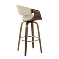 thumbnail image 6 of Curvini 30" Mid-Century Modern Fixed Height Barstool With Swivel In Walnut Wood And Cream Fabric - Set Of 2, 6 of 12