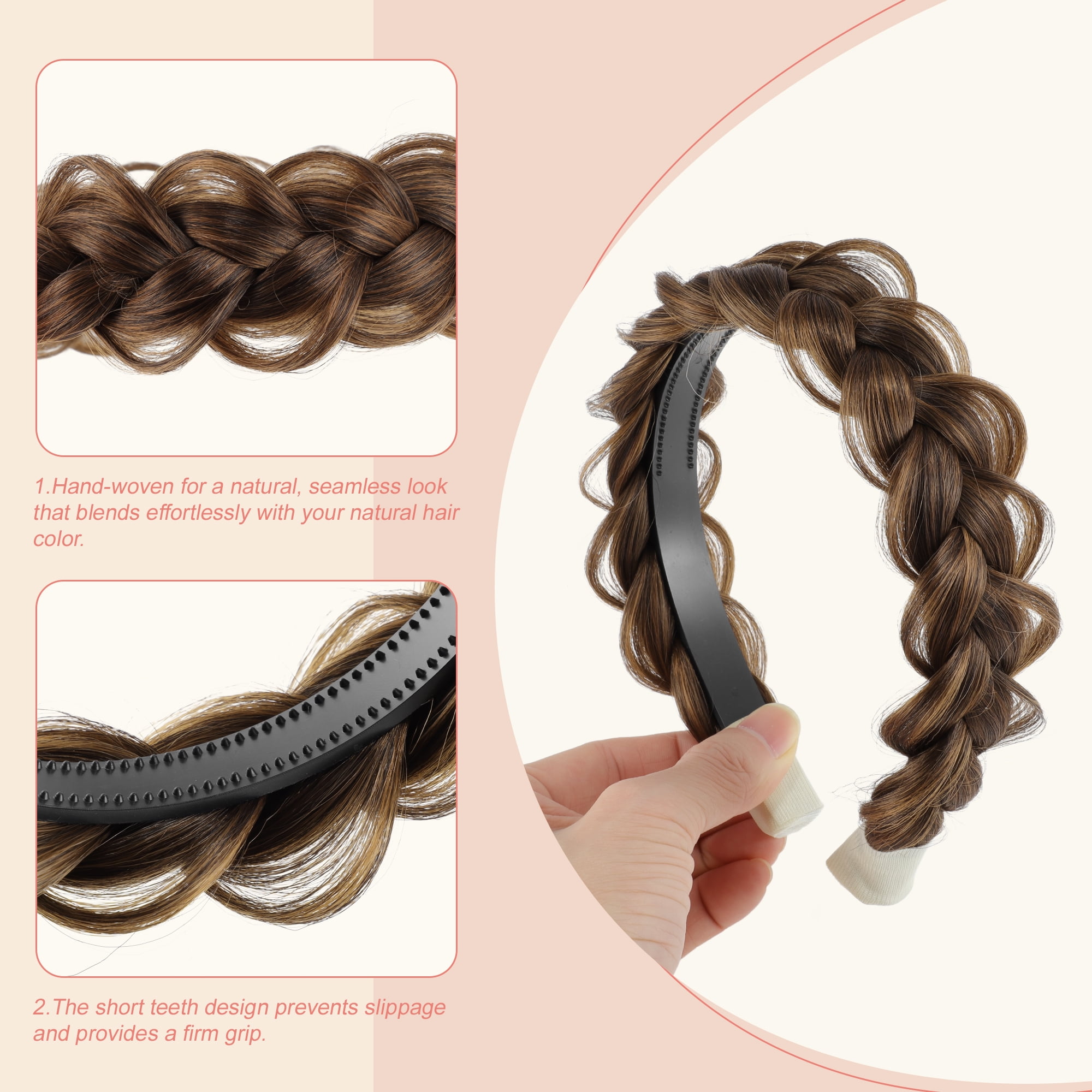 Unique Bargains Braided Hairpiece Elastic Band for Various Looks 1 Set Brown