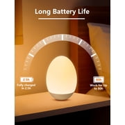 Egg Night Light for Baby Nursery with Touch Control, BPA Free, Stepless Dimming, Portable Night Lights for Breastfeeding, Rechargeable Lamp with 7 RGB Colors