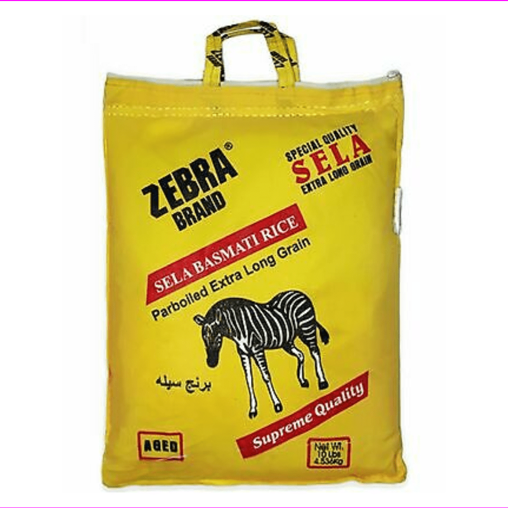 Zebra Brand XXL Sela Basmarti Rice Parboiled Extra Long Grain Kernel 10