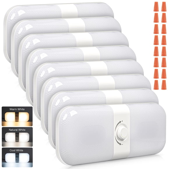 Luces para autocaravanas CT CAPETRONIX Interior 1700LM, 3 colores con interruptor, paquete de 8