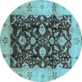 thumbnail image 1 of Ahgly Company Indoor Round Oriental Light Blue Traditional Area Rugs, 3' Round, 1 of 4