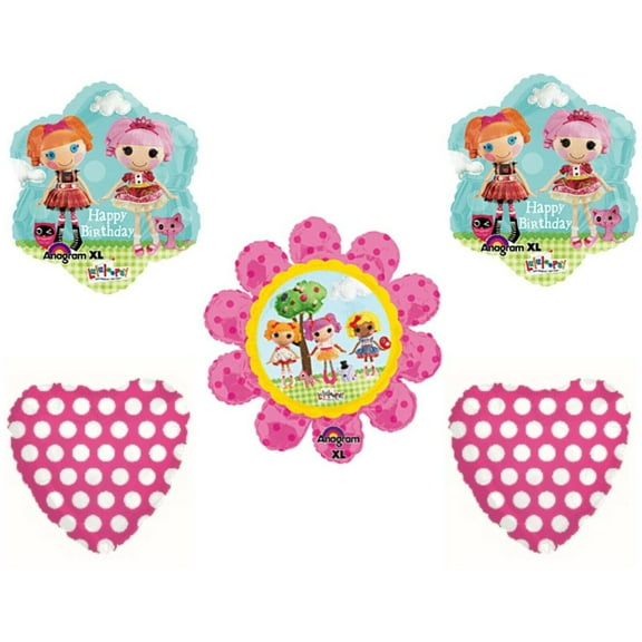 5 pc LalaLoopsy Polka Dots Happy Birthday Party Balloons Decorations Doll
