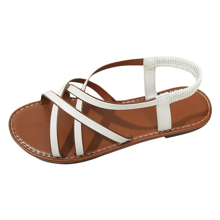 

Ediodpoh Women Sandals Fashion New Pattern Solid Color Simple Flat Bottom Comfortable Non on Summer Shoes Sandals for Women White 8(40)