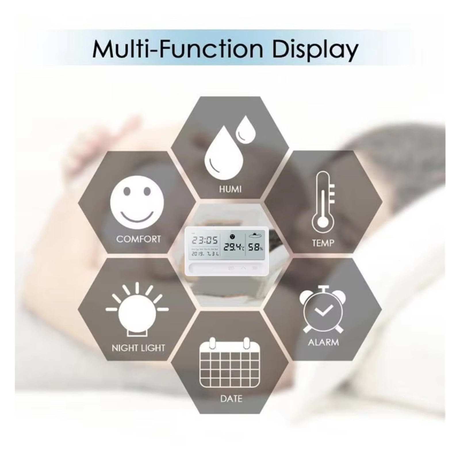 Weather Station Indoor Multi-function Humidity Meter Hygrometer Smart Monitor Home Office Clock ,Real-Time