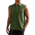thumbnail image 1 of pstuiky Camiseta sin mangas para hombre, Chaleco informal sin mangas con botones y cuello abatible para hombre, de color liso, para verano Chaleco de hombre s, 1 of 4