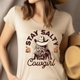 thumbnail image 4 of Women's Graphic T-Shirt Stay Salty Cowgirl Western Christian Tee – White, Short Sleeve, White, Size S, 4 of 6