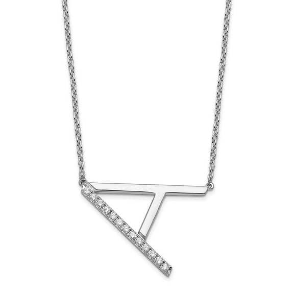 Auriga Fine Jewelry 14K White Gold Sideways Diamond Initial A Necklace for Women