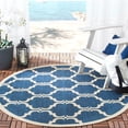 thumbnail image 3 of SAFAVIEH Courtyard Estelle Geometric Indoor/Outdoor Area Rug, Navy/Beige, 5'3" x 5'3" Round, 3 of 10