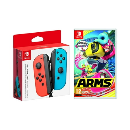 Nintendo Switch - Joy-Con (L/R)- Neon Red/Neon Blue, Arms - Nintendo Switch-Game Disc (Game Disc) Multiplayer Party (Best Apple Tv Multiplayer Games)