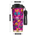 thumbnail image 3 of Stainless Steel Coffee Cup 7.7×2.6×3.5in Tapered Design Nylon Woven Wrist Strap Portable Durable Cup Bottom With Non-Slip Sticker Festive Sugar Skulls (8), 3 of 8