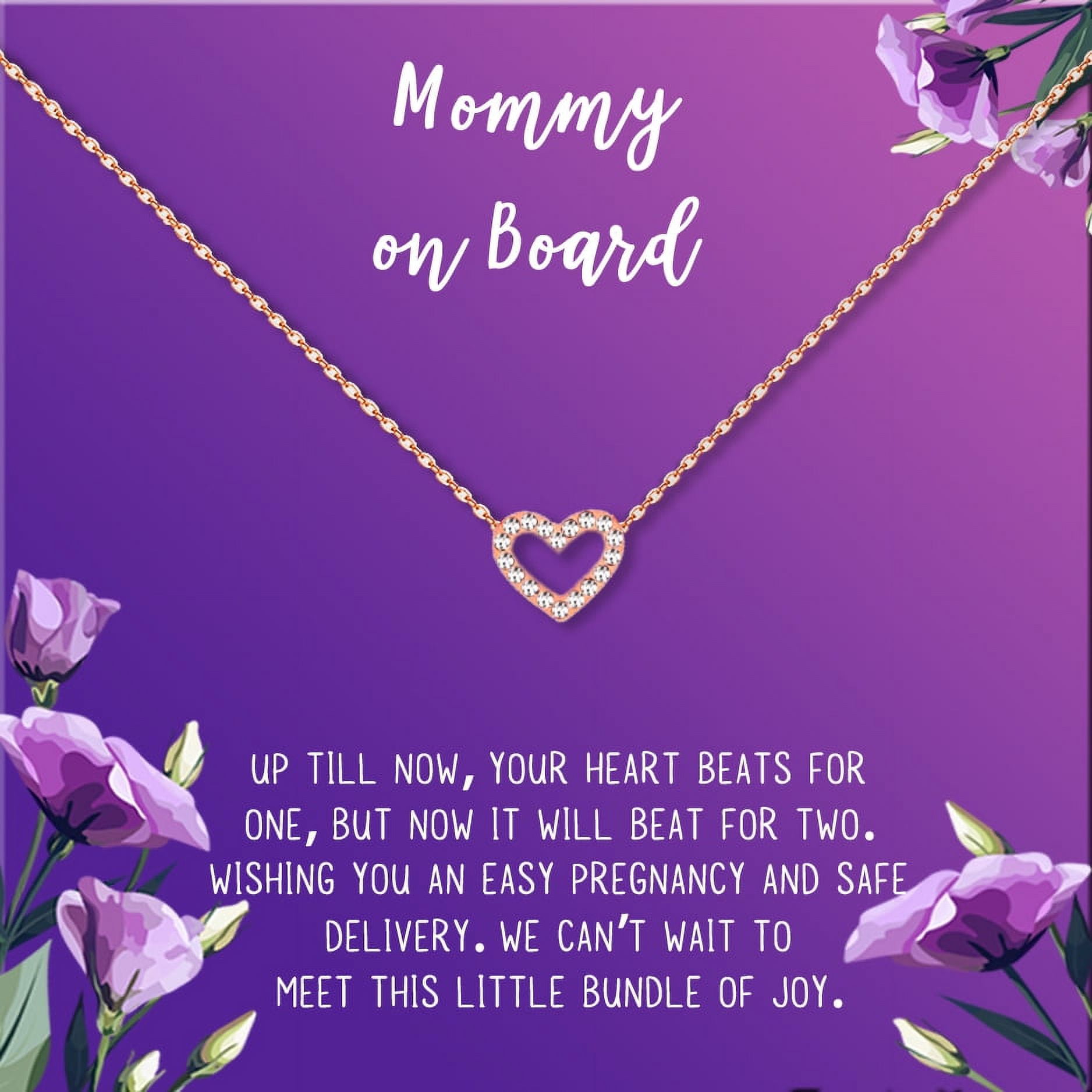 Mommy to Be Mother's Day Gift, Jewelry for Sister, New Mom Mother's Day Gift, Gift for Her, Necklace and Card Gift for Mom, Mommy to be Necklace and Card [Rose Gold Heart,Purple Gradient]