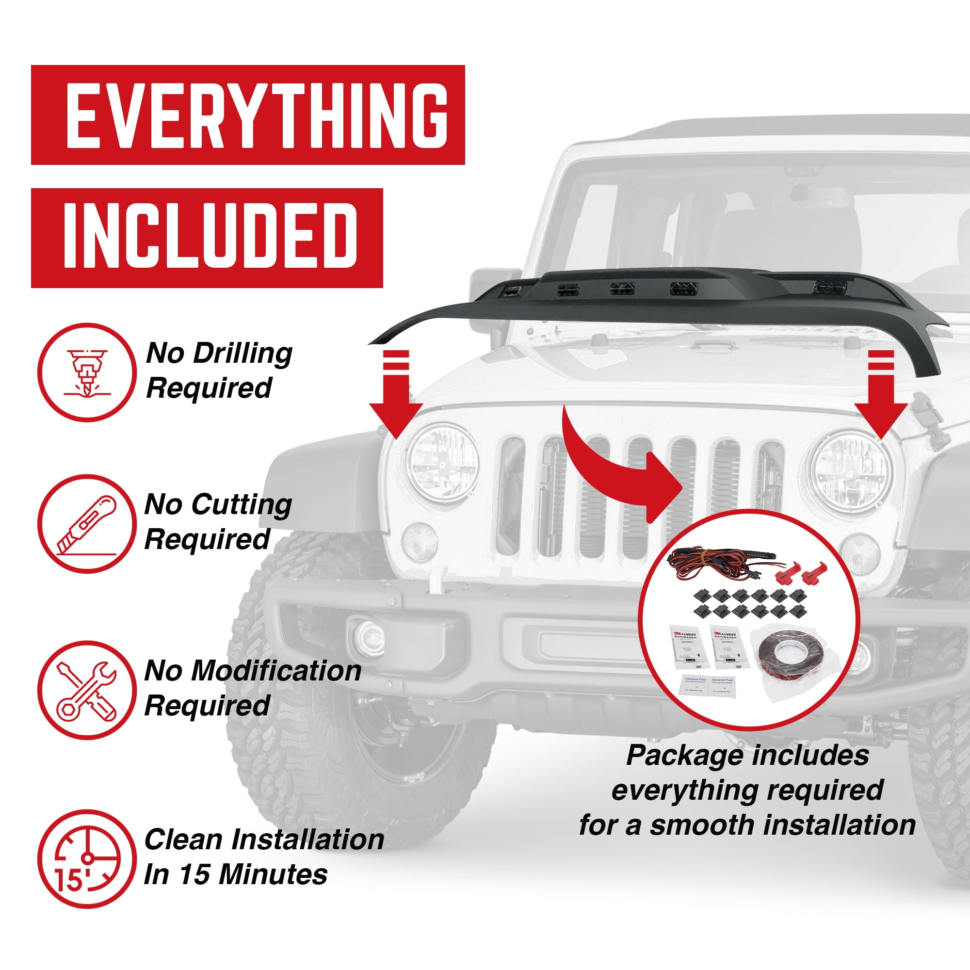 AMERICAN MODIFIED Front Hood for 18 to 23 Jeep Wrangler JL & Gladiator JT