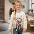thumbnail image 4 of Xixirimido Hedgehog Fall Leaf Pattern Girls Long Sleeve Shirts Cute Kids Fashion Crew Neck Tunic Tops Tie-hem Tees for Fall Winter, Size 7-8, 4 of 7